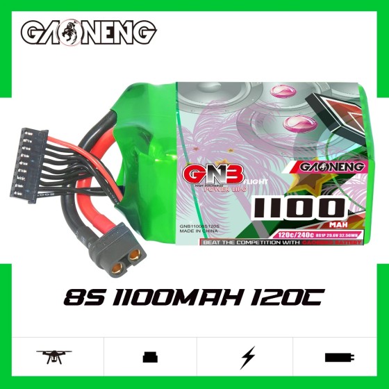 GAONENG GNB 1100MAH 29.6V 8S 120C XT60 RC LiPo Battery Graphene Brushless FPV 8S Freestyle Drone Airplane Quads HeliCopter UAV